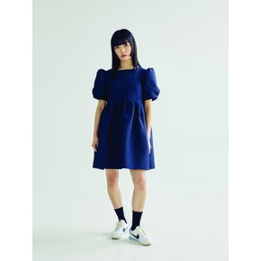 PUFF SLEEVE  MINI DRESS _ NAVY