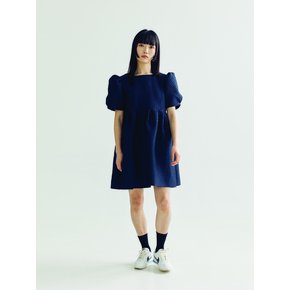 PUFF SLEEVE  MINI DRESS _ NAVY