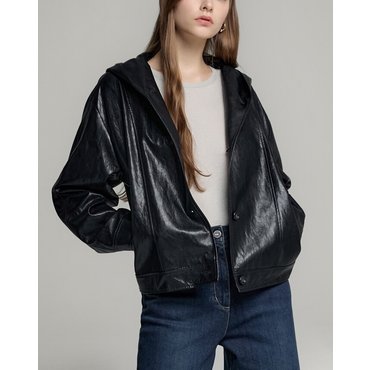 DKNY 후드 에코레더 재킷 (DW2E7LLJ818L)