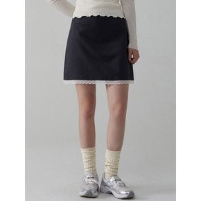 Lace A Line Mini Skirt_Charcoal