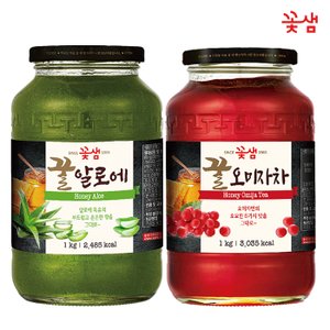  꽃샘 꿀 알로에차 1KG +꿀 오미자차 1KG (과일청)