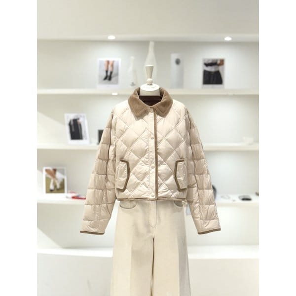 [여주점] 여성 코듀로이 카라 퀼팅 다운 점퍼 (L261PSG001)