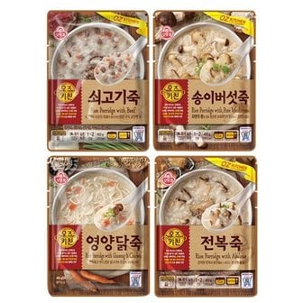 오뚜기 오즈키친 실온 죽 450g 4종(전복죽1+영양닭죽1+송이버섯죽1+...