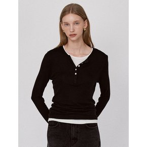 Basic Layered Panel T-Shirt - Black