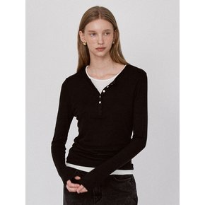 Basic Layered Panel T-Shirt - Black