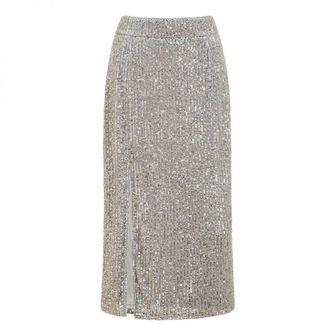 이스퀘어 5550644 Yumi Silver Sequin Fitted Skirt