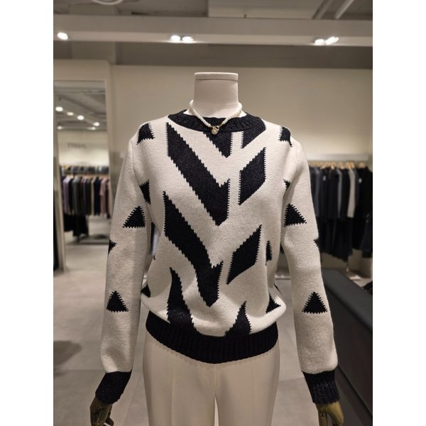 [파주점] 글리터 기하학 배색 풀오버 니트 JPBA1PO094