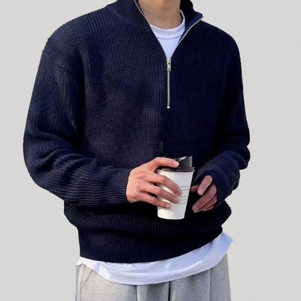 남자 캐주얼 반집업 루즈핏 골지 니트 스웨터 OC-KNA-SWFGNR0Q