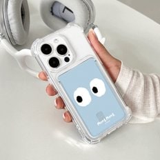  애플 아이폰 몽몽 페이스 투명 맥세이프 슬라이드 교통카드 카드지갑 카드3장 tr