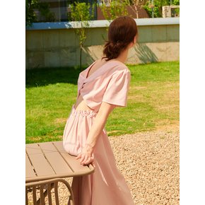 SUMMER LINEN TWIST ONE-PIECE PINK