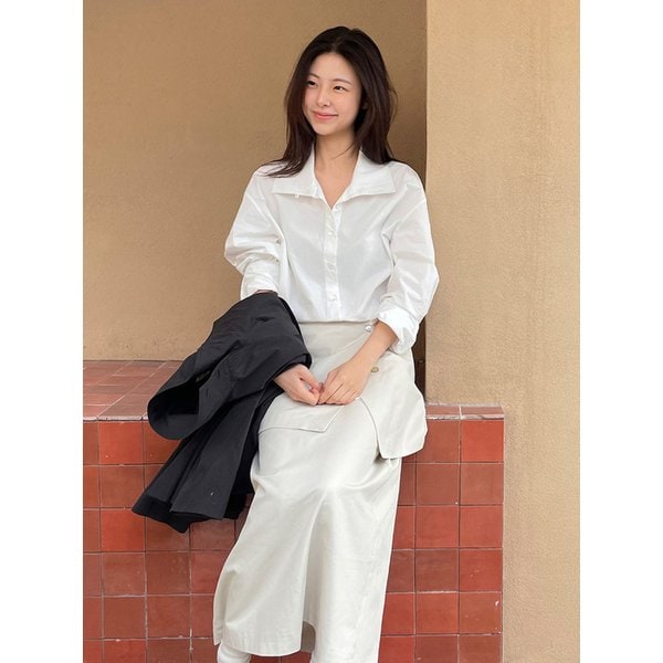 [리퍼브] 레이어드 랩 미디 스커트 IVORY