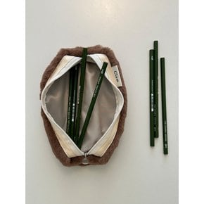 round pencilcase _ Fur Teddy bear