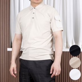 남성 모어필드 냉감 카고포켓 나일론 스판 반팔 기능성 골프티 여름 카라티 검정베이지흰색/95~110 빅사