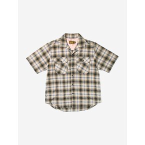 Cosmo Checker Flannel Open Half Shirt Gray