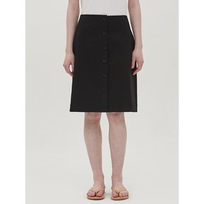 buttoned linen skirt_black