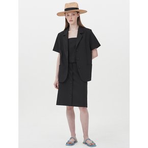 buttoned linen skirt_black