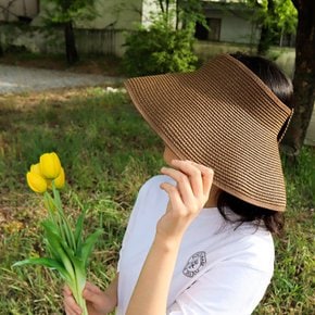 물놀이 피크닉 야외 여성 패션모자 와이드 리본 돌돌이 썬캡