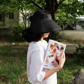 물놀이 피크닉 야외 여성 패션모자 와이드 리본 돌돌이 썬캡