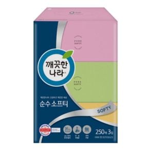 깨끗한나라소프티미용티슈250매X3개-박스8팩