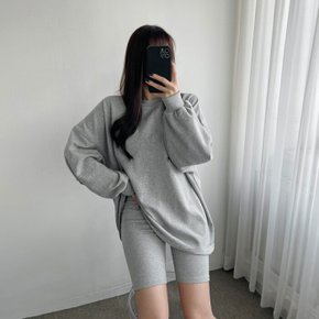 / 오버핏 맨투맨 롱 티셔츠+밴딩 바이커 5부 레깅스 팬