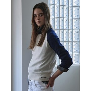 (UNI) Raglan Color Wool Knit_Navy