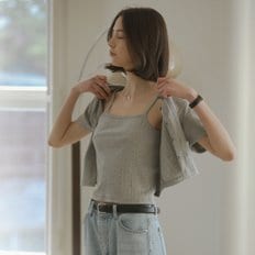 [10차-1/2예약배송]Sleeveless set half sleeve eyelet cardigan_Melange