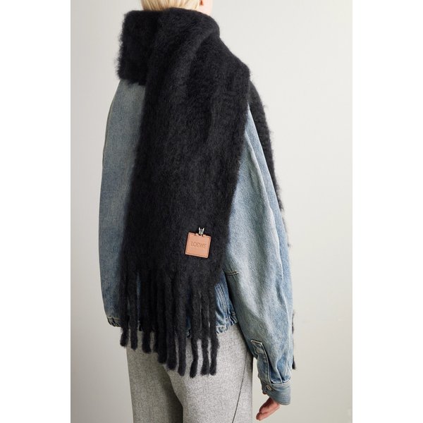 로고 패치 프린지 모헤어 블렌드 스카프 46376663162984321