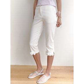 Rose Trim Capri Pants_white