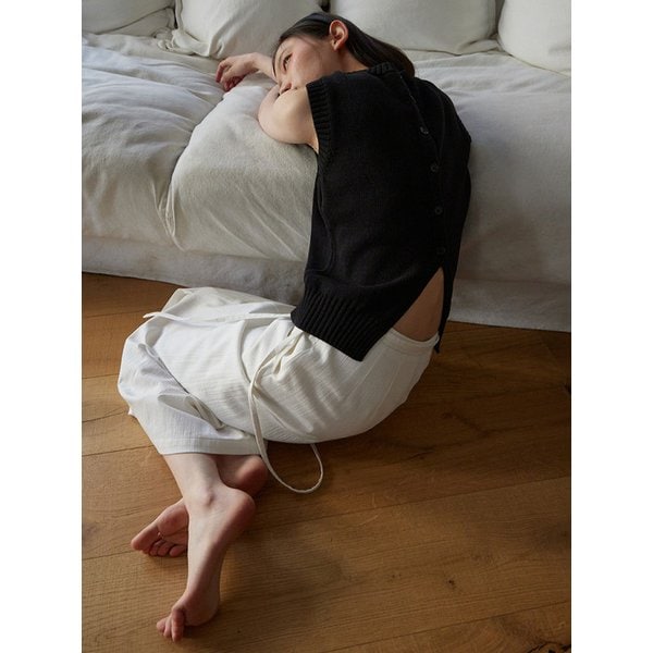 Reversible sleeveless cardigan_BLACK