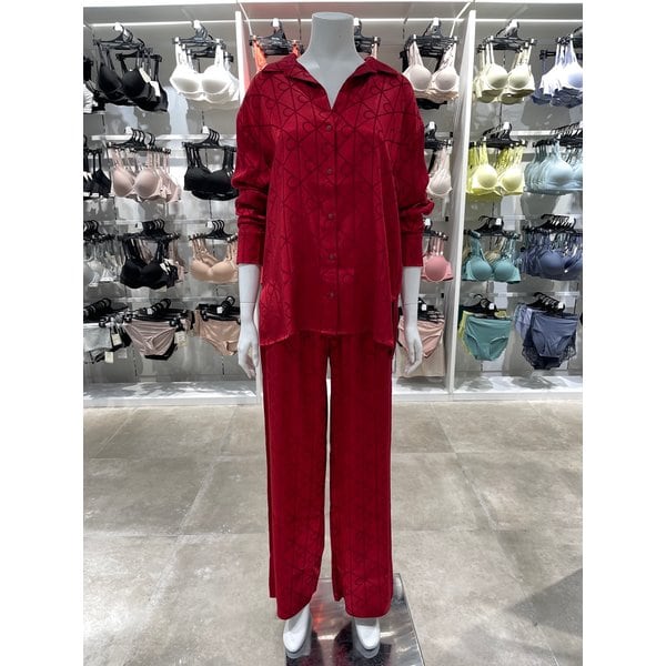 [파주점] [CK언더웨어] 여성 샤인 새틴 자카드 AOP 셔츠 팬츠 세트 QS7535-ZMZ/QS7536-ZMZ