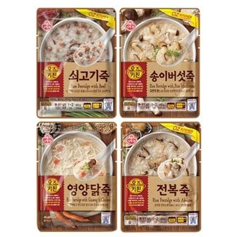 오뚜기 오즈키친 실온 죽 450g 4종(전복죽1+영양닭죽1+송이버섯죽1+쇠고기죽1)