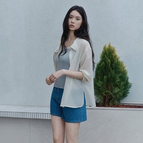 [26 S/S] 배색 라인 리브 슬리브리스 탑 ITQ6ZTS840