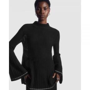 5020023 COS Pleated Knitted Tunic Top - Black Dark