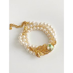 Lace Leaf Cream Pearl Necklace Bracelet