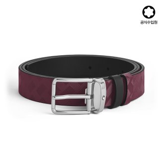 MONTBLANC [공식] 말발굽형 버클 30mm 블랙/카시스 리버서블 레더 벨트 220018