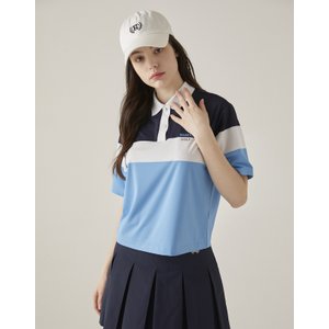 헤지스골프 [23SS] [BRITISH CLASSIC]블루 칼라 블럭 카라 티셔츠 HWTS3B353B1