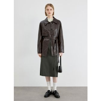 리스트 [부산점] 페이크 레더 하프 트렌치코트TWWBYQ52010