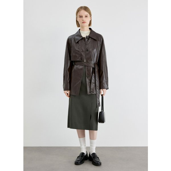 [부산점] 페이크 레더 하프 트렌치코트TWWBYQ52010