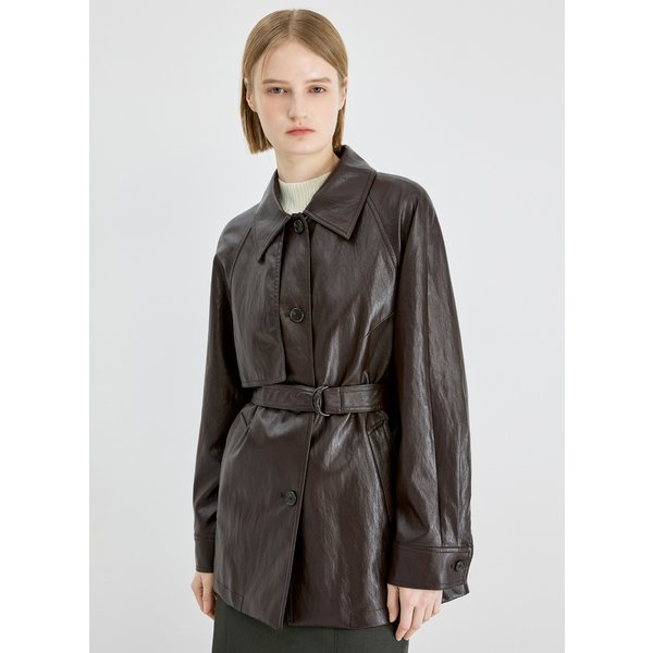 [부산점] 페이크 레더 하프 트렌치코트TWWBYQ52010