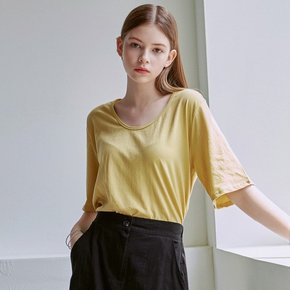 YAN13 VIVID U LINE HALF T MUSTARD