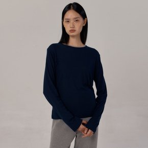 Tencel Rib Long Sleeve T-Shirts (Deep Navy)