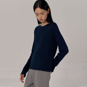 Tencel Rib Long Sleeve T-Shirts (Deep Navy)