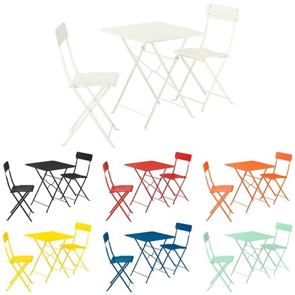 SUNDSO 순쇠 사각 야외테이블+접이식의자 2개 세트/야외테이블세트/2인용테이블세트