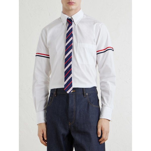 5cm 스트라이프 실크 코튼 블렌드 자카드 타이 46376663162942005