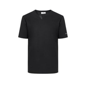 [23SS] [Online Limited]블랙 변형 스플릿넥 반팔 티셔츠 HUTS3B931BK