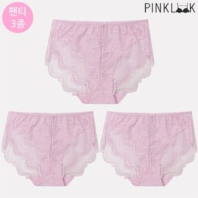 엘루 시스루 레이스 여성팬티3P/핑크