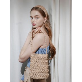 RAFFIA BRAID BUCKET BAG-BEIGE