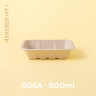 아이엠그리너 500ml 1칸 사각 펄프 용기 50개