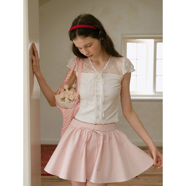 Cest_Flower lace splicing blouse