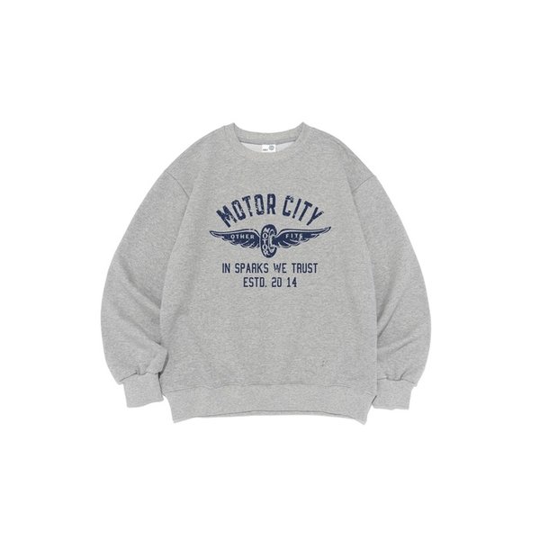 [기모/NO기모] 빈티지 모터시티 맨투맨 (그레이)